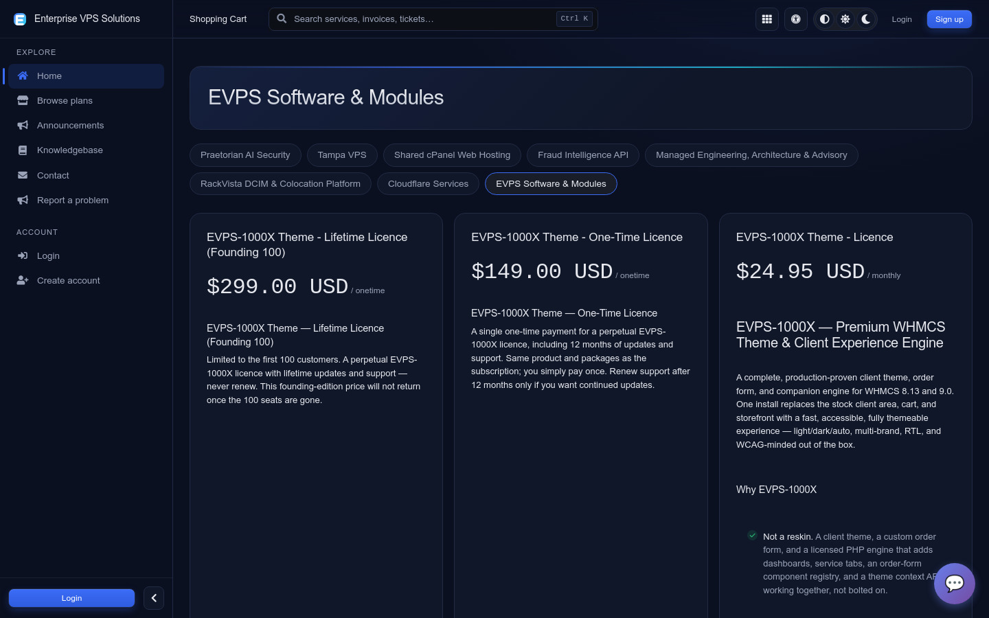 The EVPS-1000X storefront your customers order from