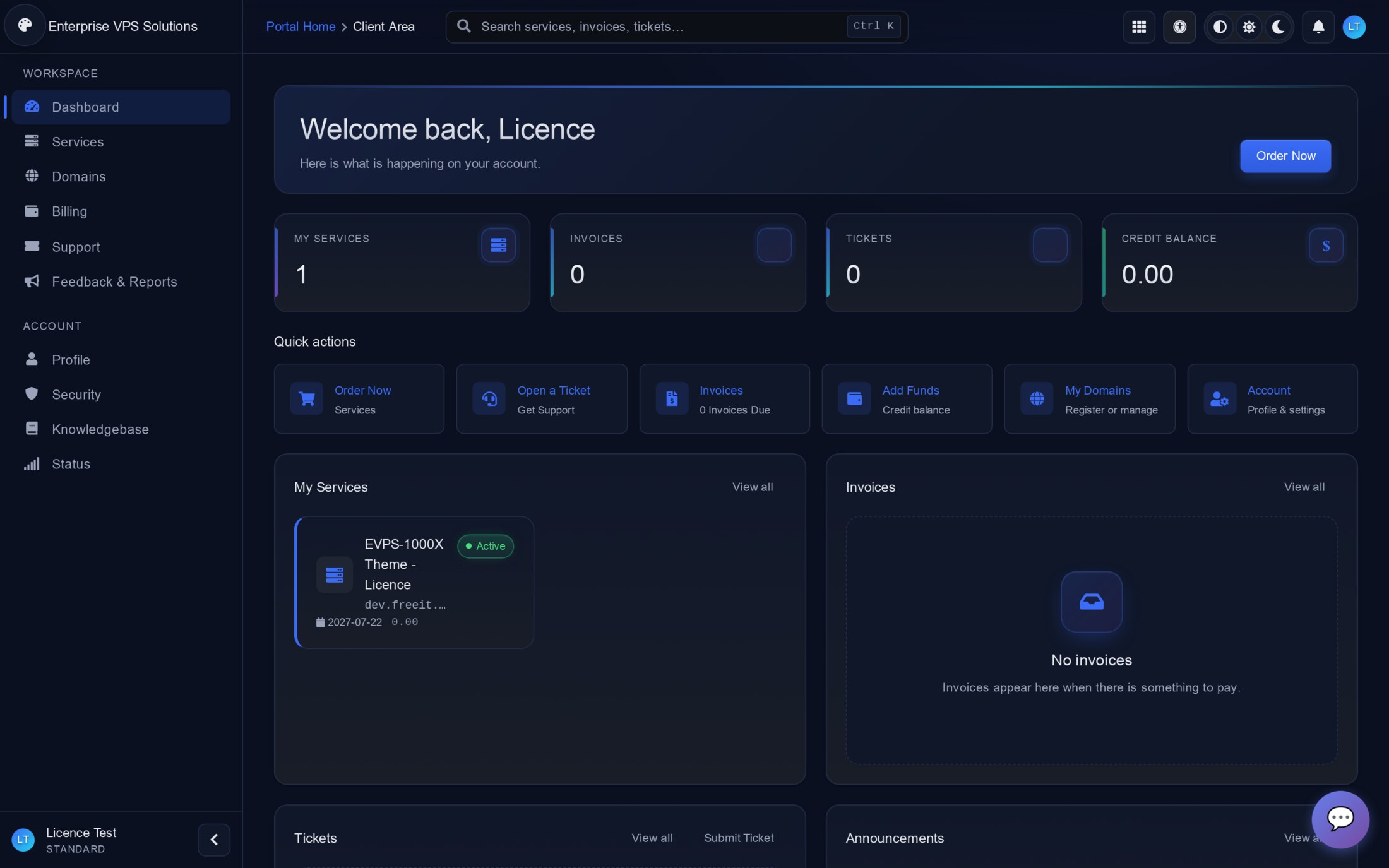 The client dashboard your customers manage everything from